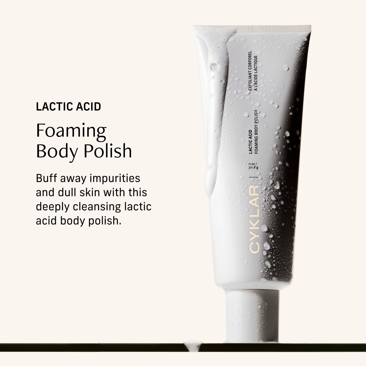 Creamy foam from CYKLAR exfoliating wash for cleansing.