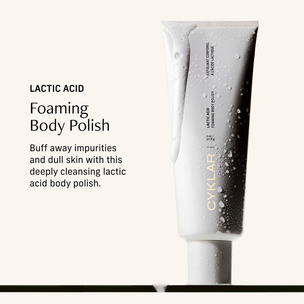 Creamy foam from CYKLAR exfoliating wash for cleansing.