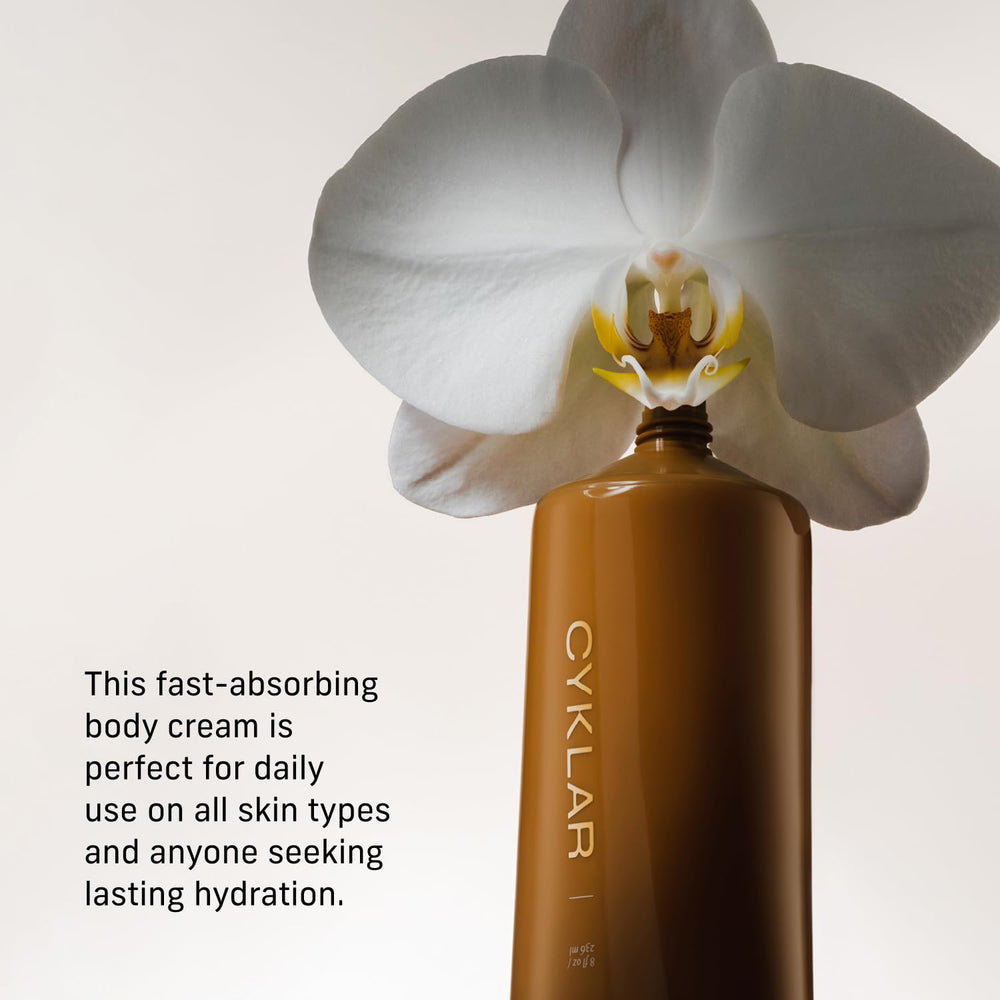 CYKLAR Nutrient Rich Body Cream texture swirl showing thick, fast-absorbing formula
