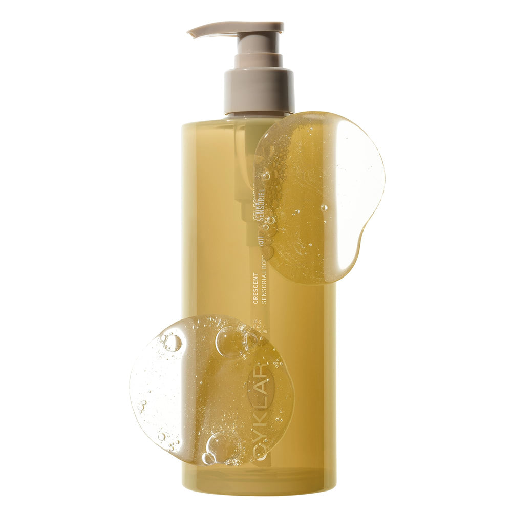 CYKLAR Sensorial Body Wash bottle closeup showing rich lather for a pampering cleanse.