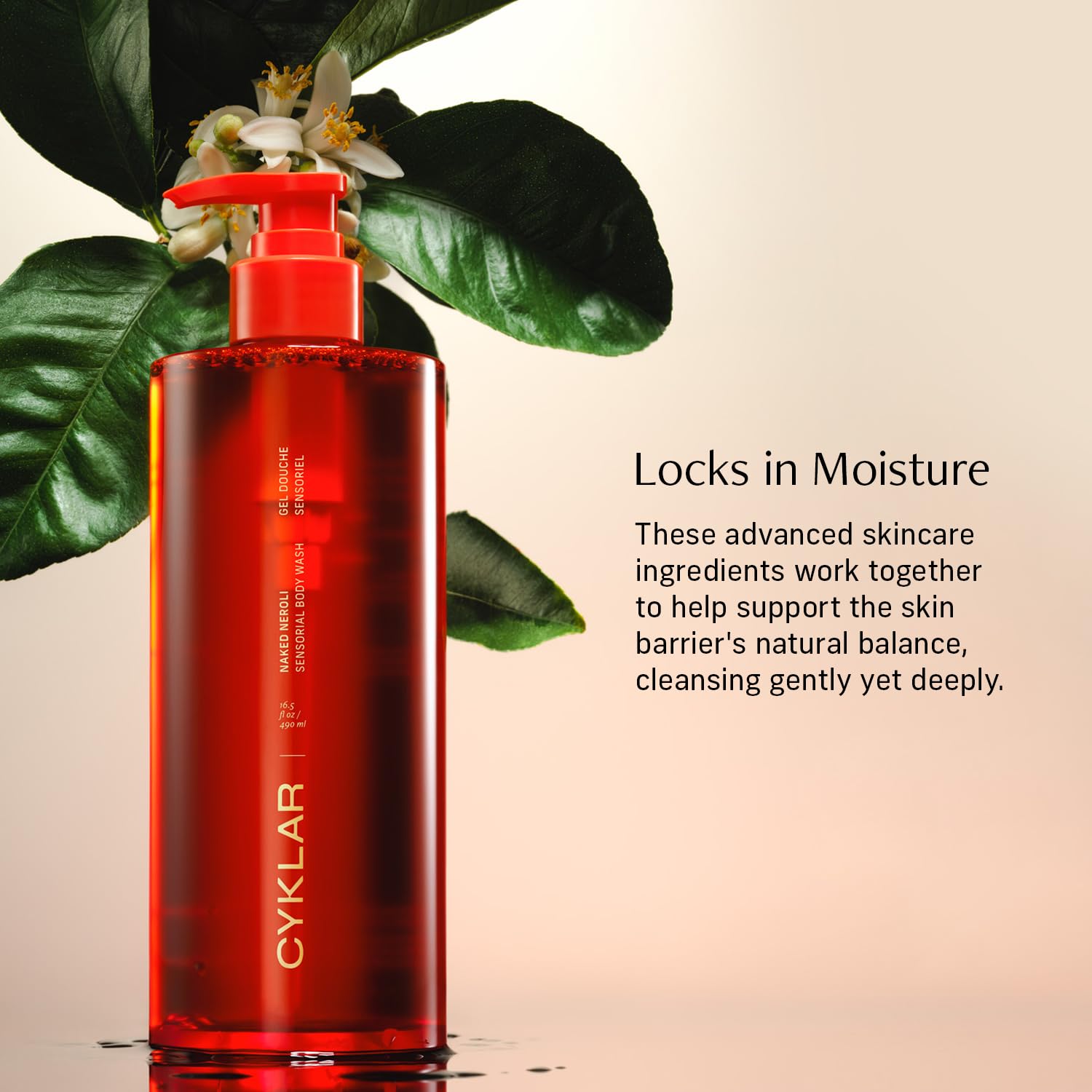 CYKLAR Naked Neroli scent blends citrus and floral notes for uplifting showers.