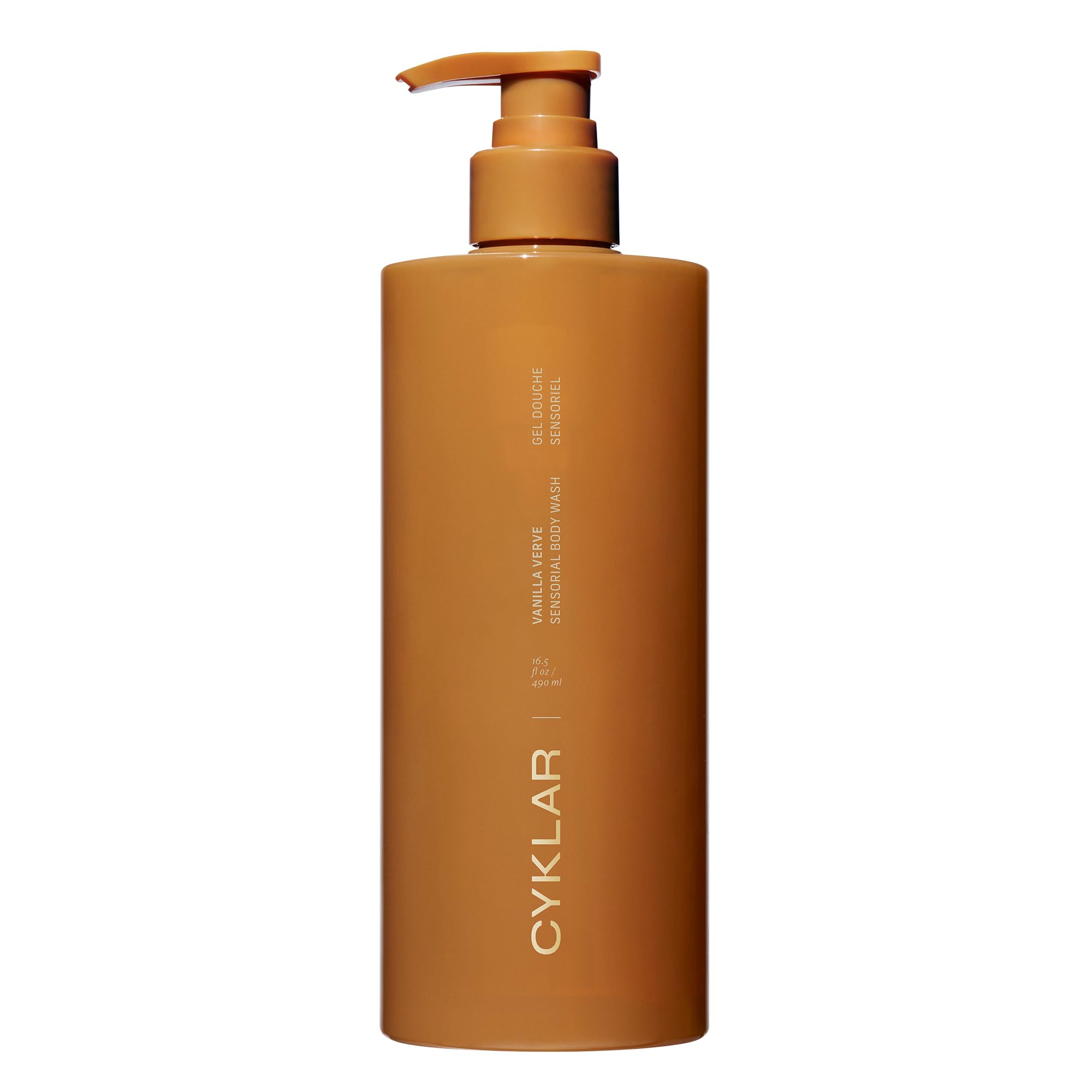CYKLAR Vanilla Verve bottle shown, hinting at hydrating, luxurious shower experiences.
