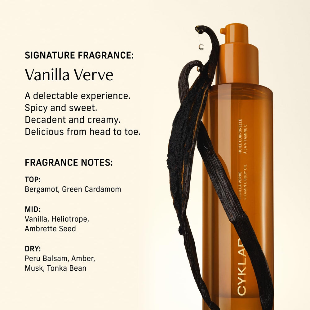 CYKLAR Vitamin C Body Oil ingredient close-up with sugarcane-derived squalane hydration.