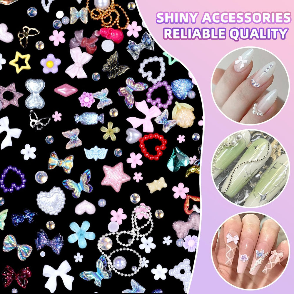 Cynailli flatback rhinestones add sparkle and reflective shine.