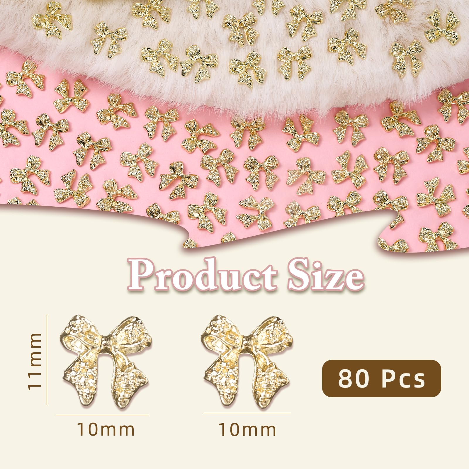 Cynailli alloy bow nail charms flat-back design for secure adhesion