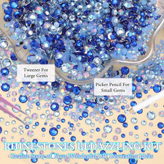 Cynailli blue resin rhinestones close-up showing delicate shine