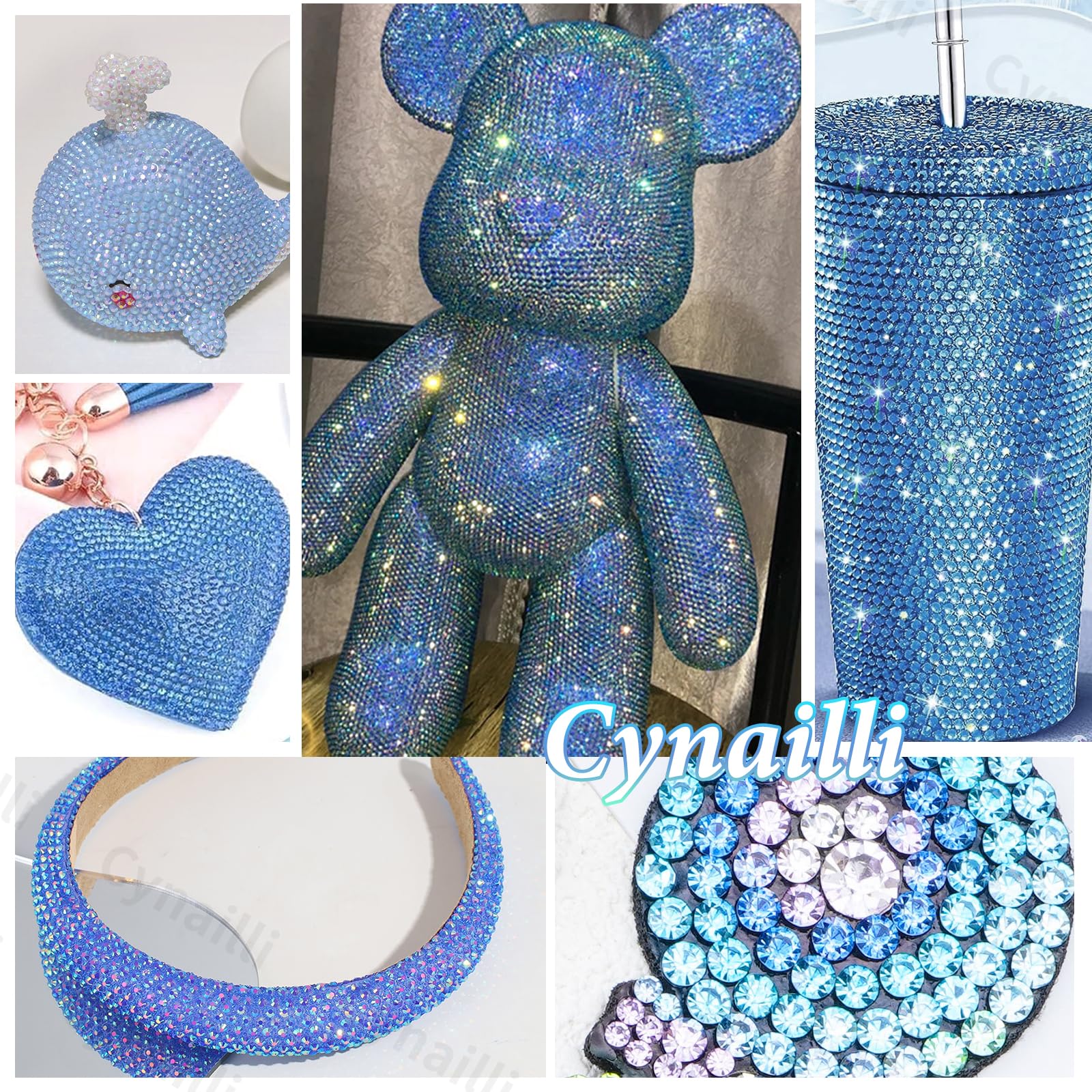Cynailli blue rhinestones used for nail art applications