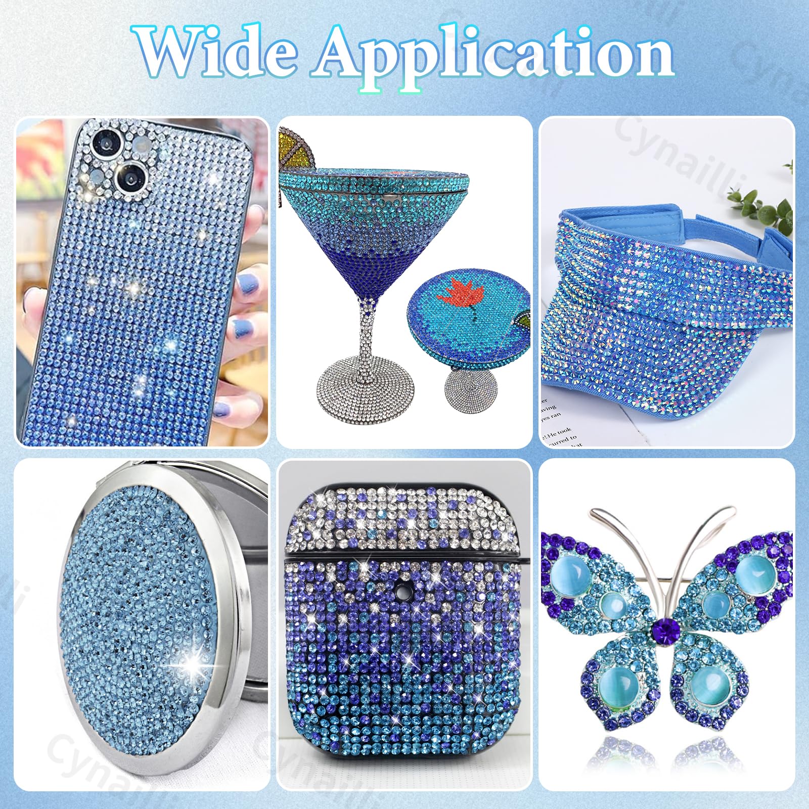 Cynailli blue rhinestones packaging and presentation for gifting