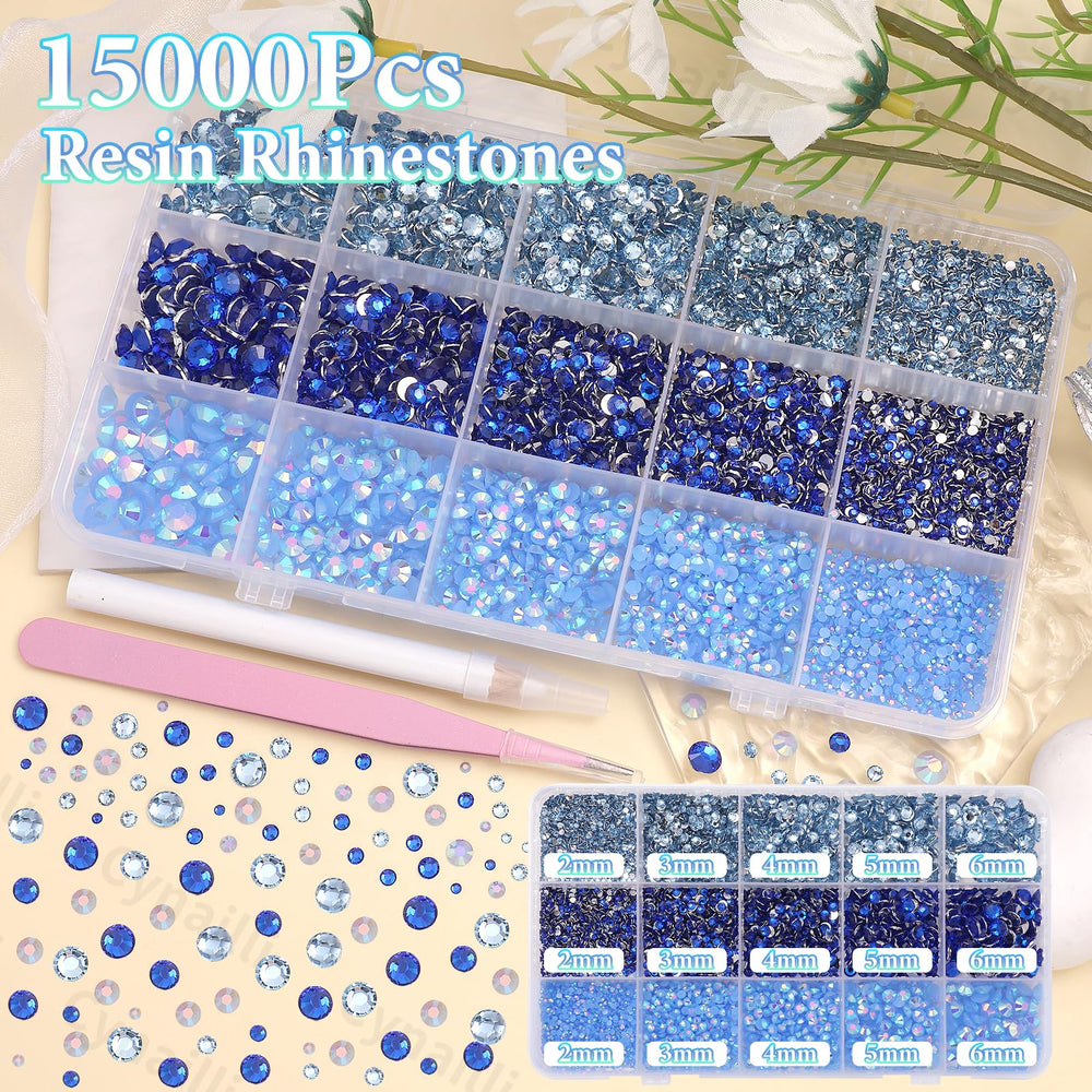 Cynailli blue rhinestones size range 2–6 mm for versatile surfaces