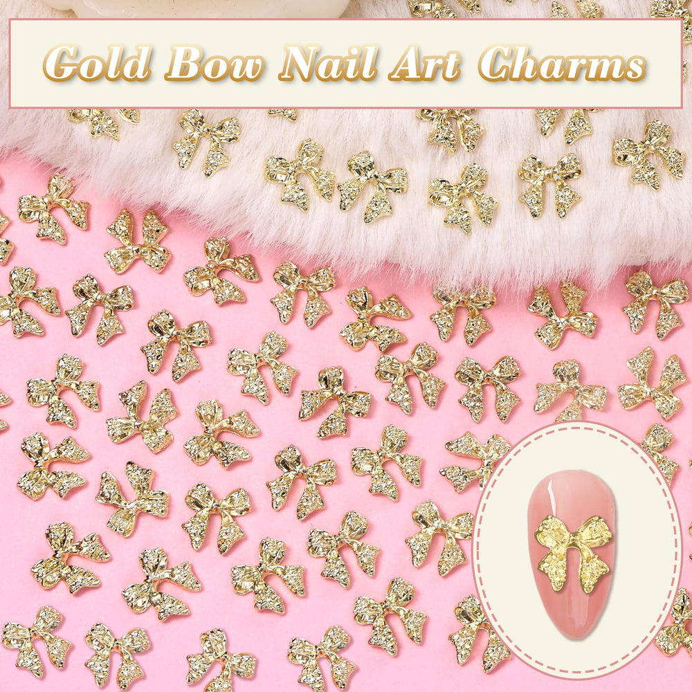 Cynailli gold bow charms for nails and accessories add versatile shimmer