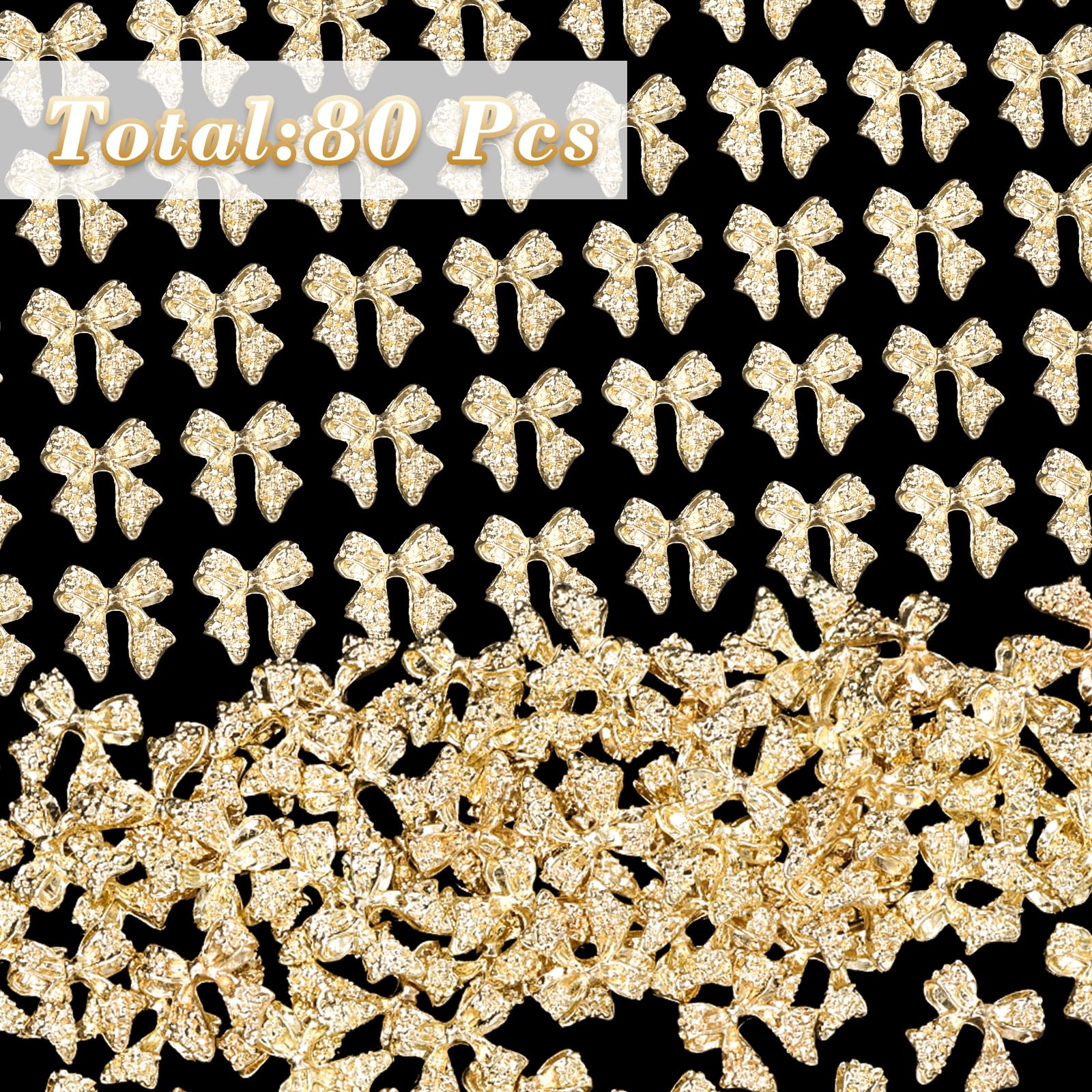 Cynailli gold bow nail art jewels 10x11mm for precise decorations