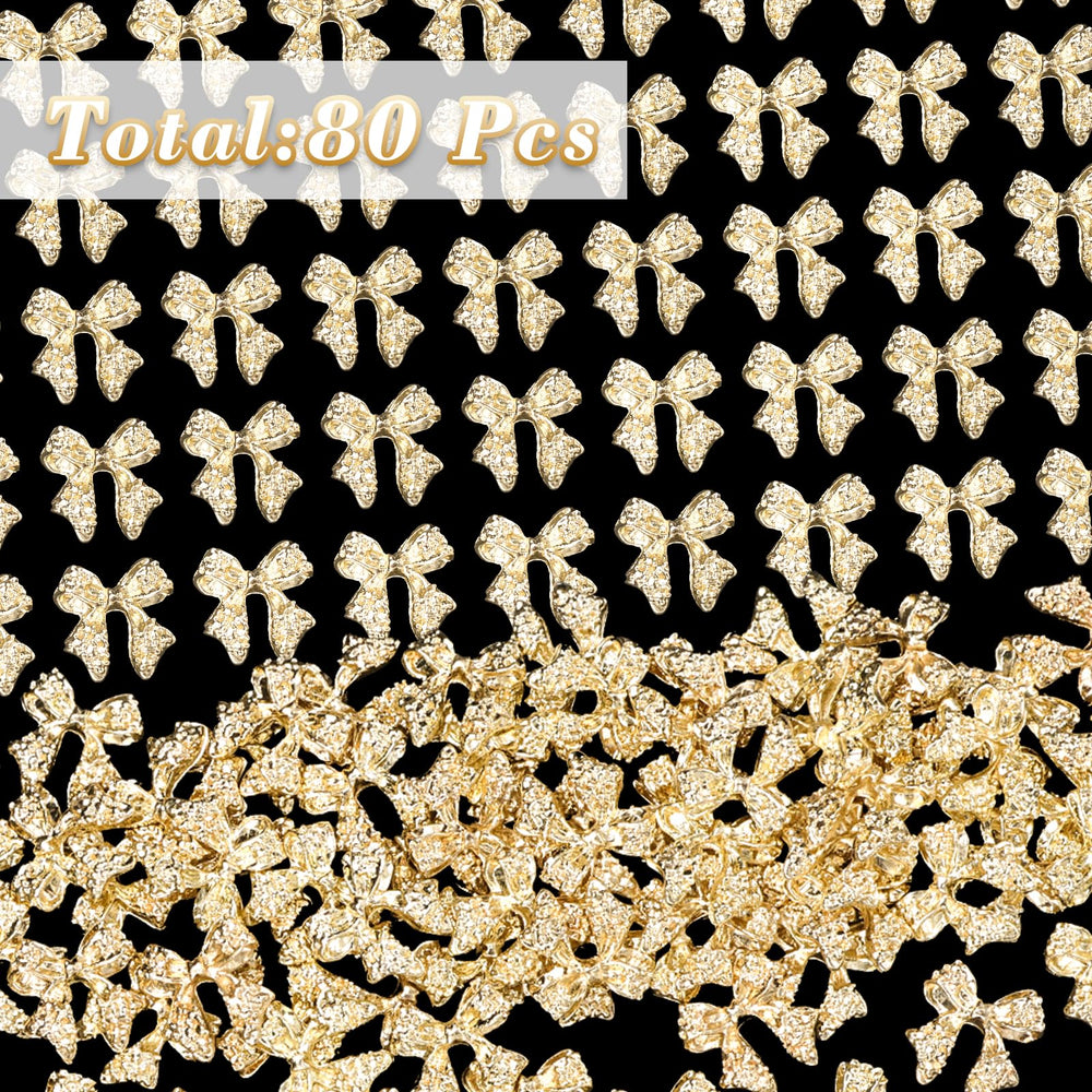 Cynailli gold bow nail art jewels 10x11mm for precise decorations