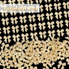 Cynailli gold bow nail art jewels 10x11mm for precise decorations