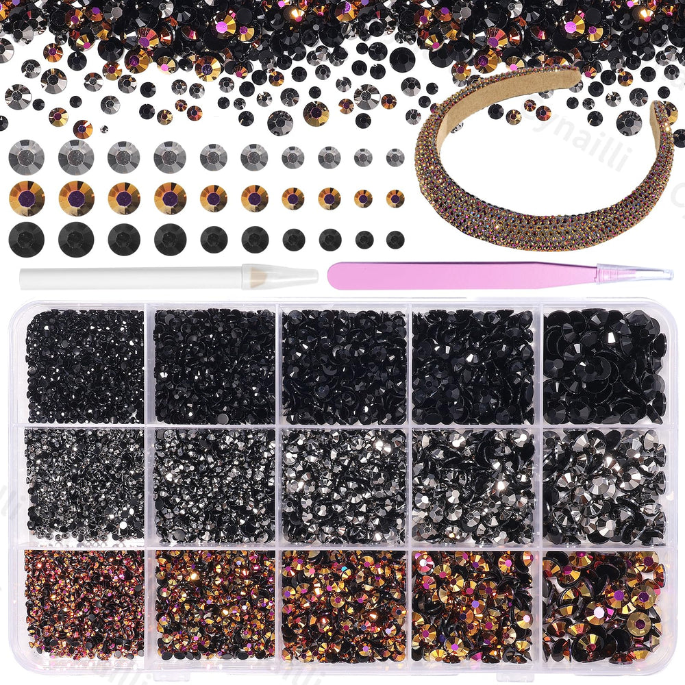 Cynailli resin rhinestones kit contents for crafting and DIY projects