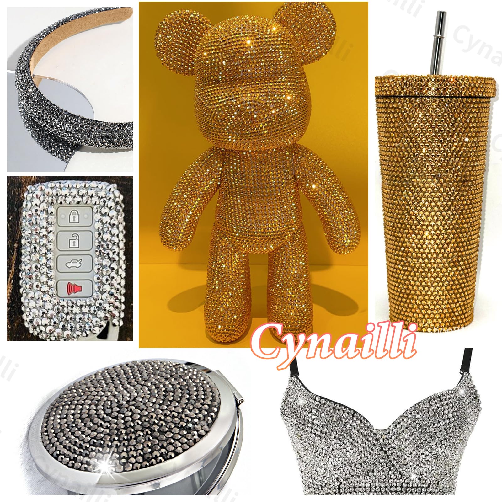 Cynailli 3mm flatback rhinestones close up with vibrant shine