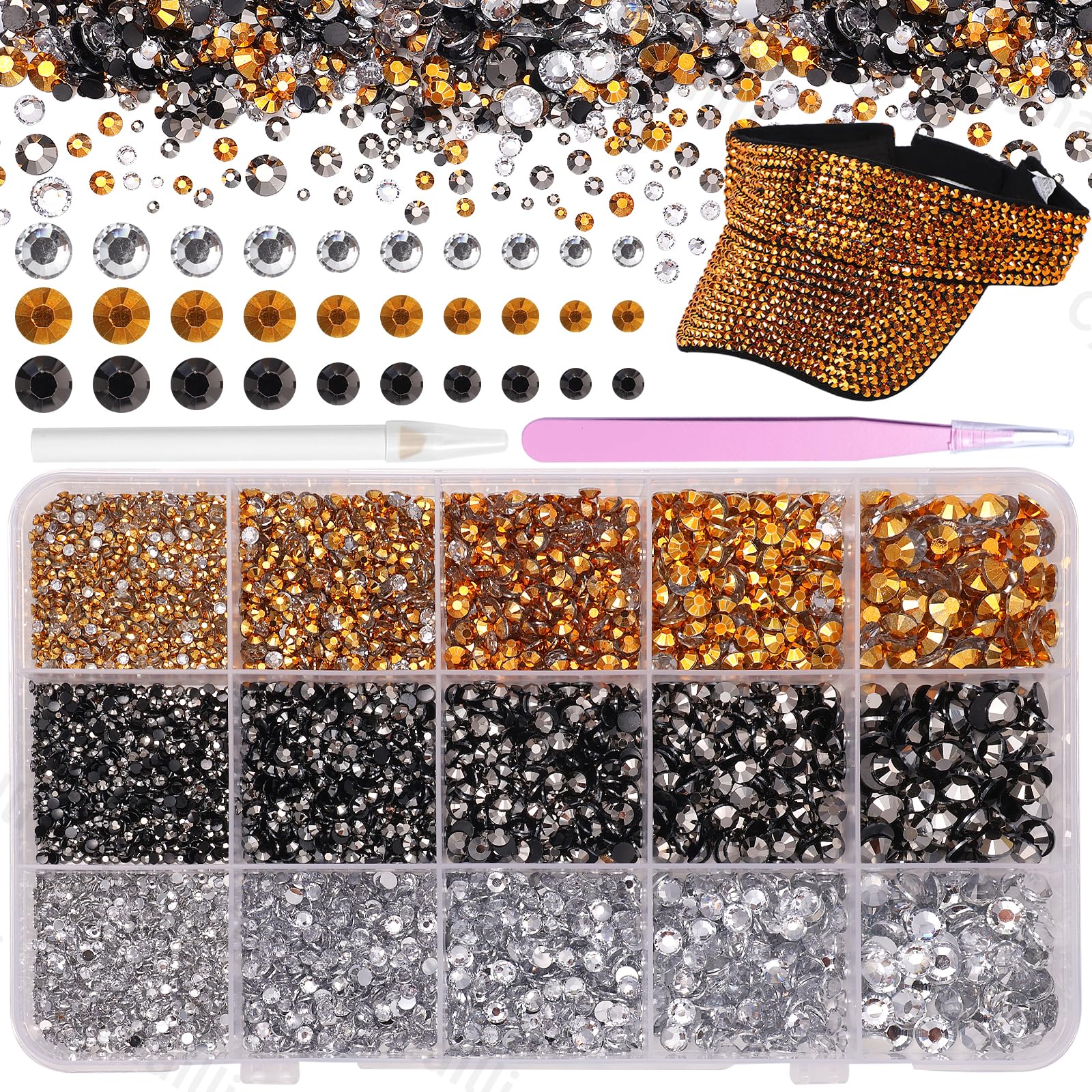 Cynailli rhinestones box with 15 grids for precise crafting and easy organization