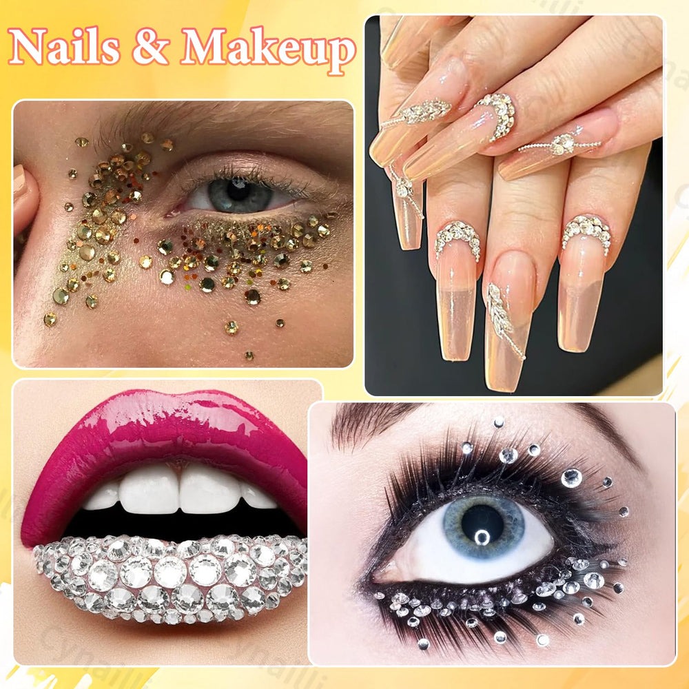 Cynailli gold silver black rhinestones catching light with vivid glitter