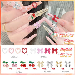 Cynailli Y2K silver and gold bow charms add instant nail shine