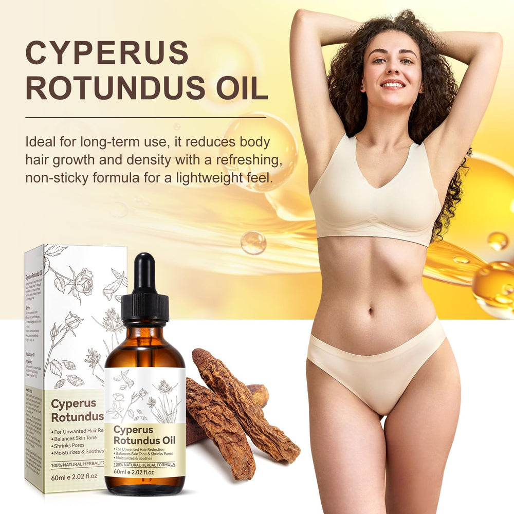 Cyperus Rotundus Oil bottle beside a soft towel for aftercare.