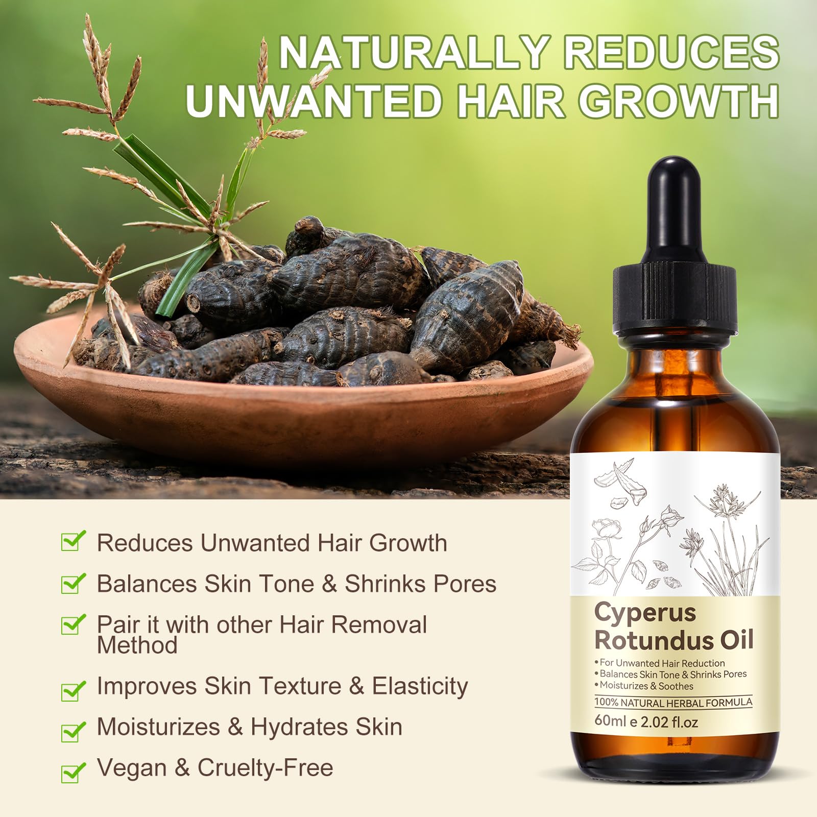 Cyperus Rotundus Oil massage action demonstrates easy daily use.