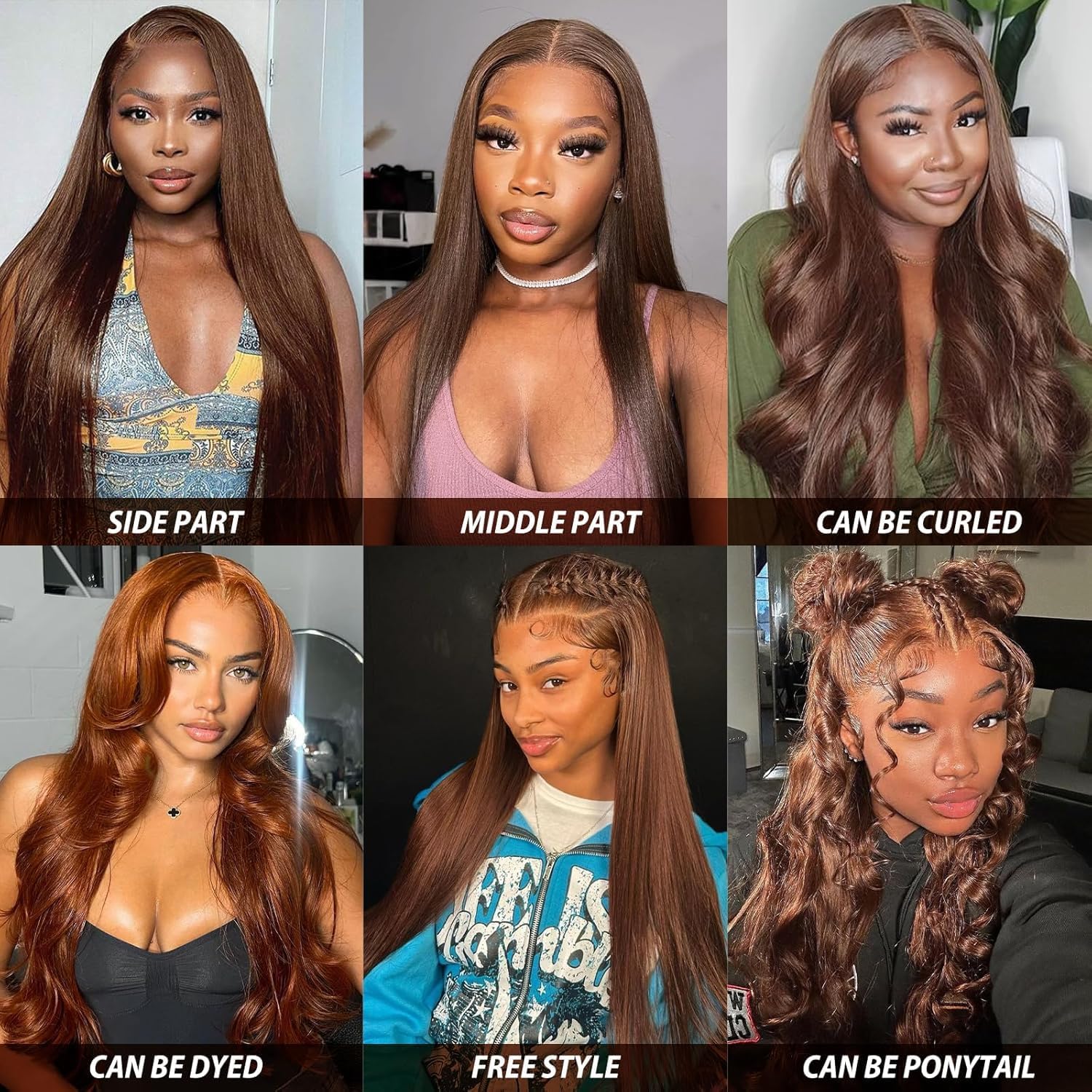 Cypha chocolate brown wig at event-ready style for weddings or parties