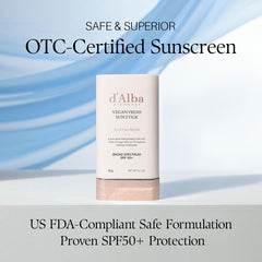 d'alba Piedmont Air Fit Fresh Sun Stick application on face shows silky matte finish