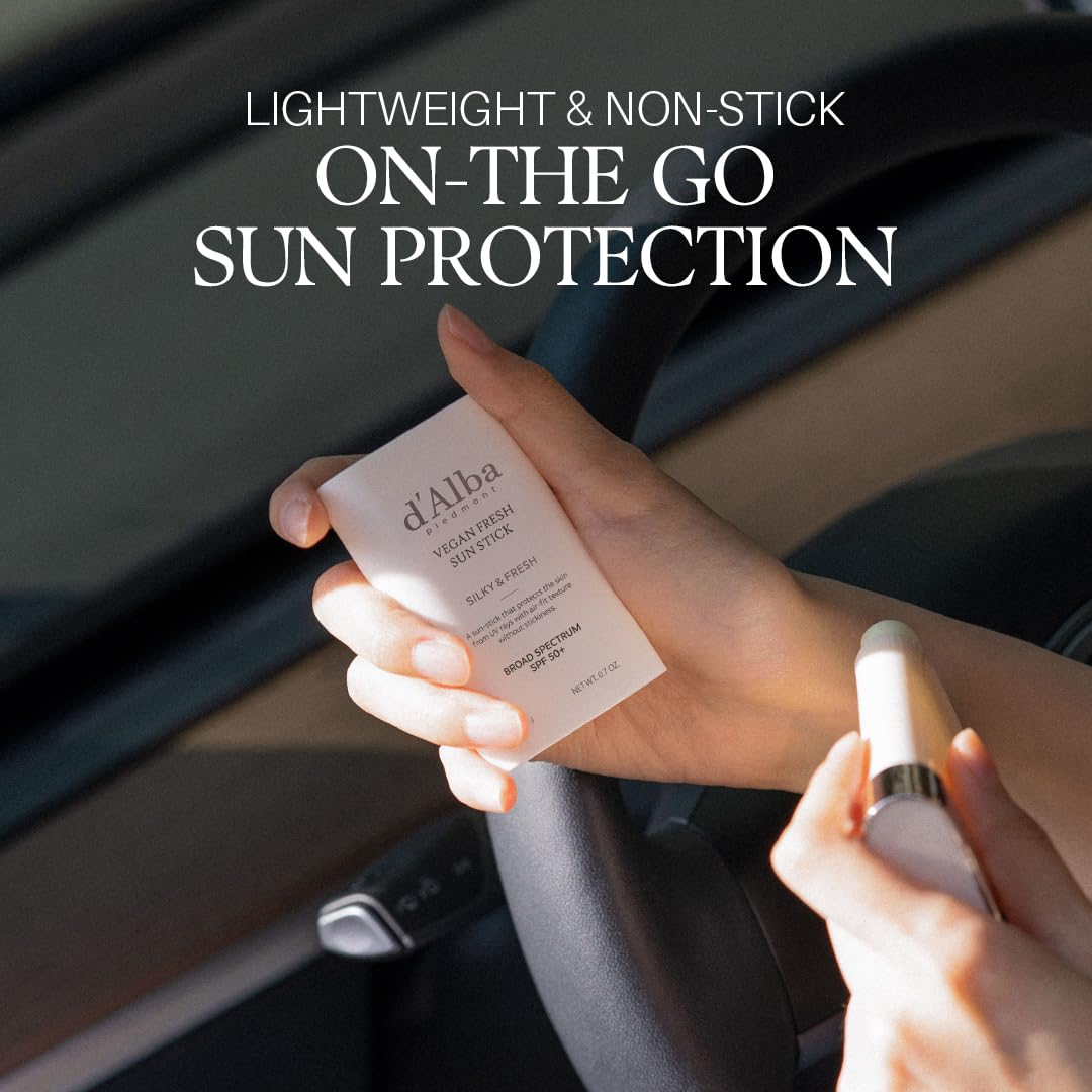 d'alba Piedmont Air Fit Fresh Sun Stick on-the-go use demonstrates mess-free reapplication