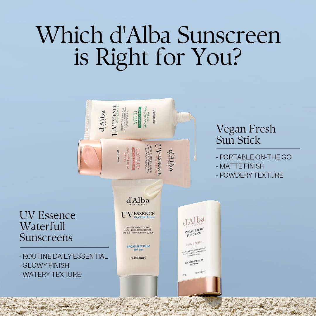 d'alba Piedmont Air Fit Fresh Sun Stick outdoor-use scene with bag promotes easy daily protection