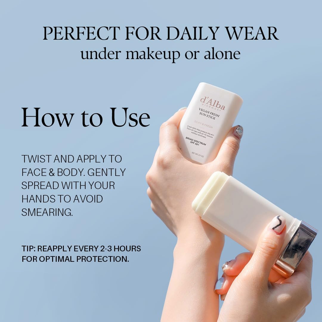 d'alba Piedmont Air Fit Fresh Sun Stick swatch reveals non-greasy, comfortable matte layer