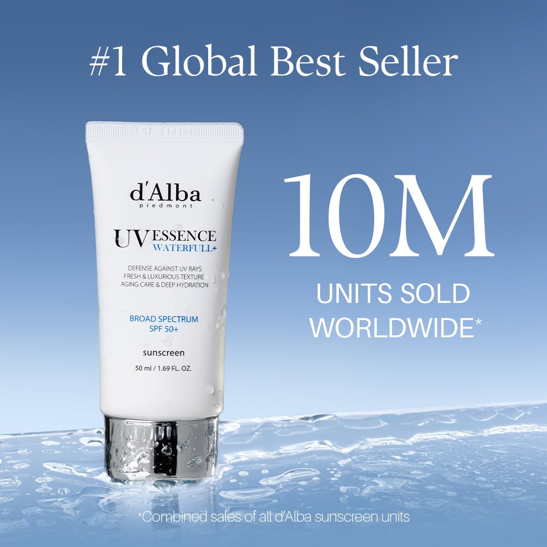 d'alba Piedmont Waterfull texture close-up shows serum-like, non-sticky finish for all-day wear