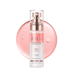 d'alba Piedmont hair perfume serum bottle close-up, suggesting frizz control and delicate fragrance.