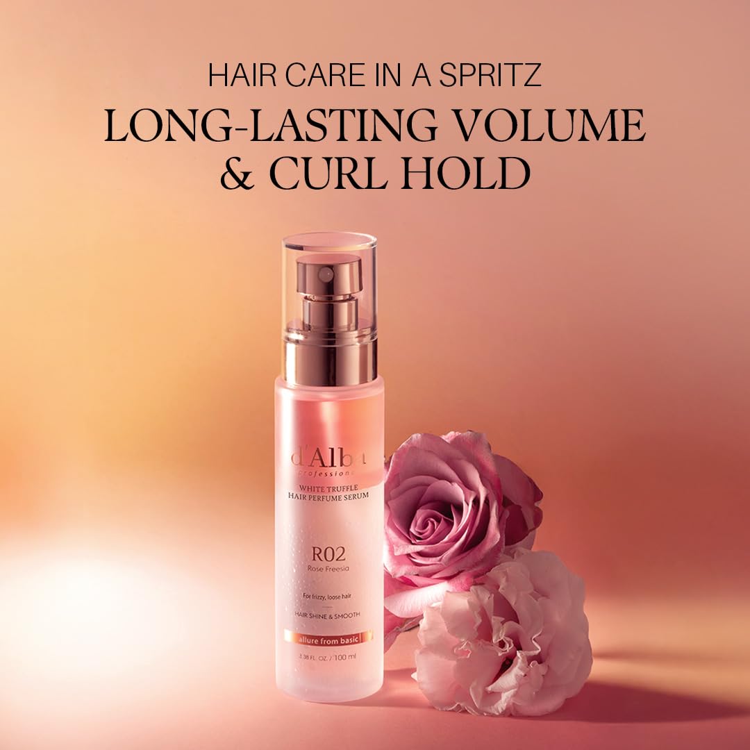 Piedmont White Truffle serum on a vanity, showcasing lightweight hydration for damaged hair.
