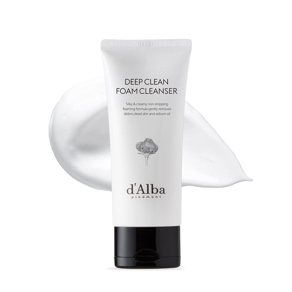 d'alba Piedmont White Truffle Deep Foam Cleanser bottle on a clean surface for daily use