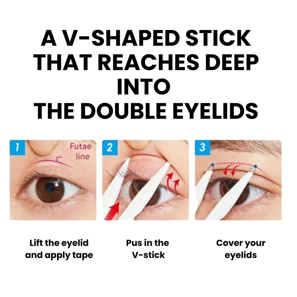 D-UP invisible double eyelid tape creating a seamless eyelid line.