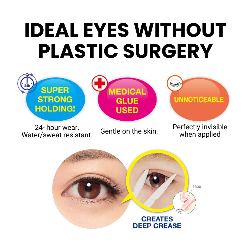 D-UP double eyelid tape with strong adhesive close-up for secure wear.
