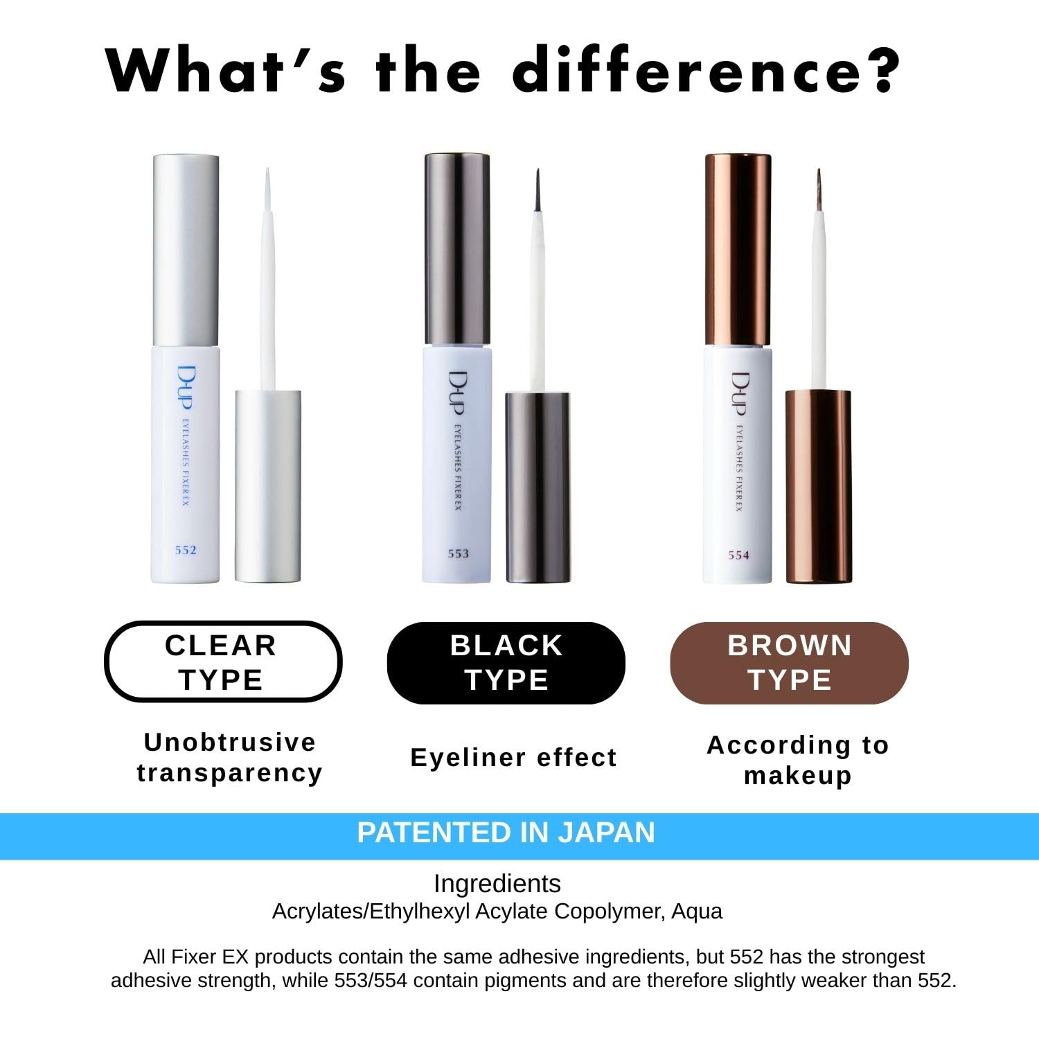 D-UP EX 552 clear-dry-finish creates a seamless lash look.