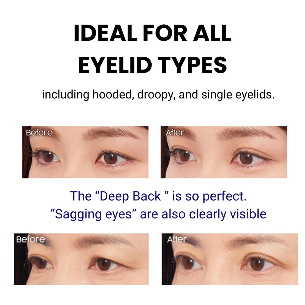 D-UP waterproof eyelid strips in use, sweat-resistant for all-day wear.