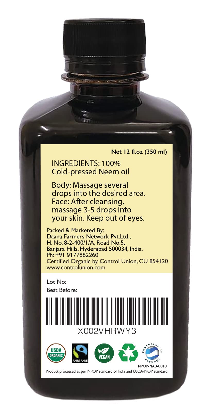 DAANA Neem Oil facial application for hydrated glow.