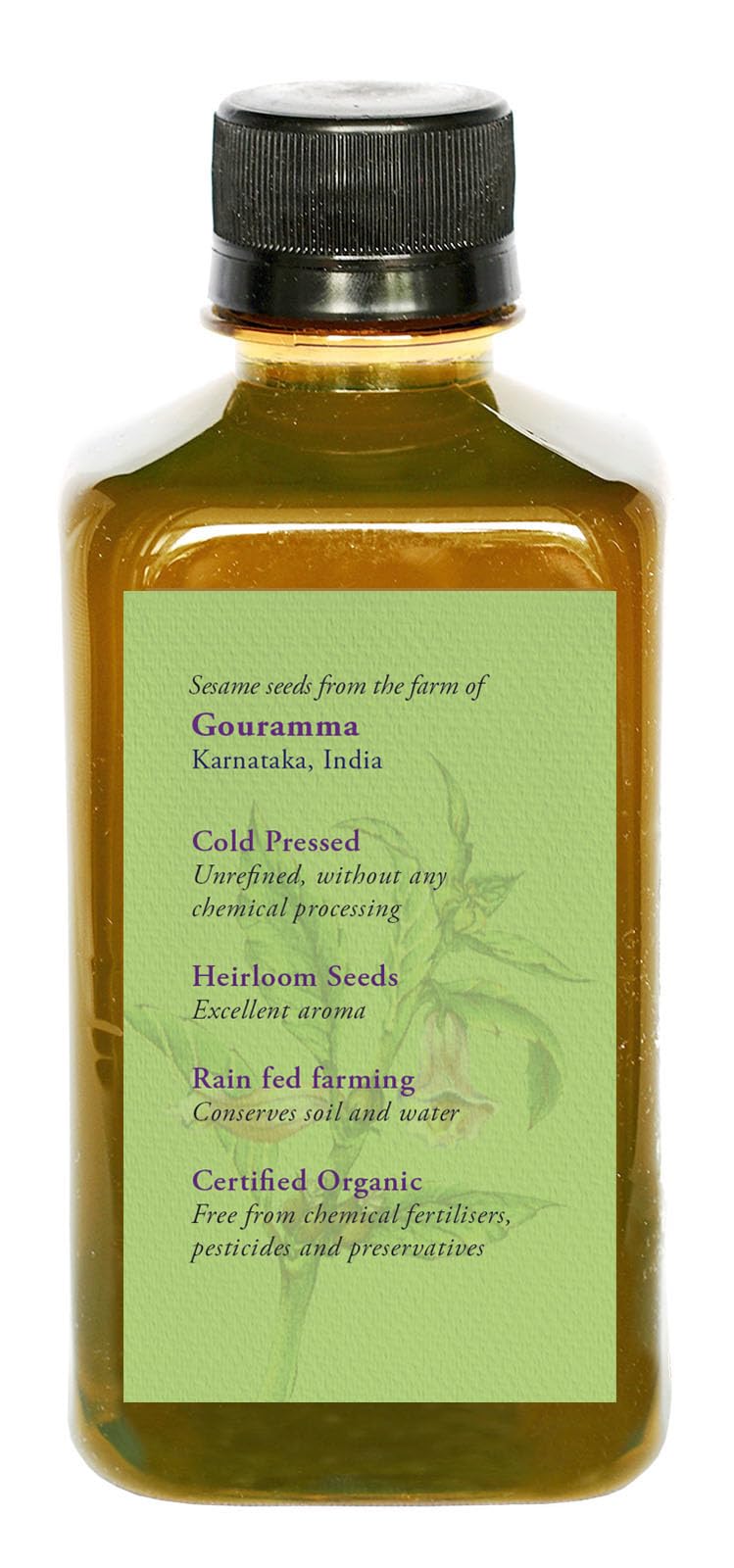 DAANA sesame oil in hand for massage and moisture.