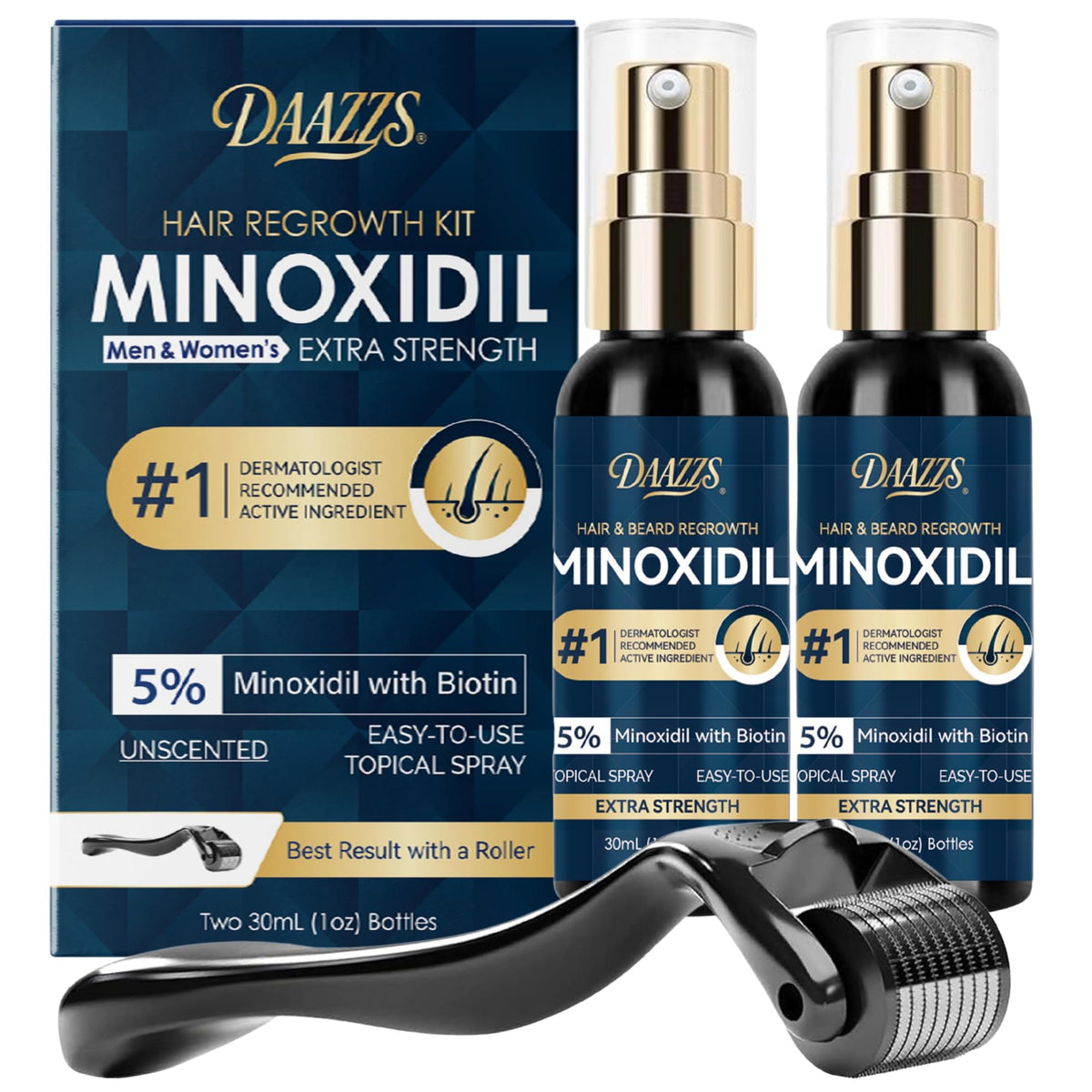 DAAZZS five-percent minoxidil beard regrowth spray for fuller facial hair