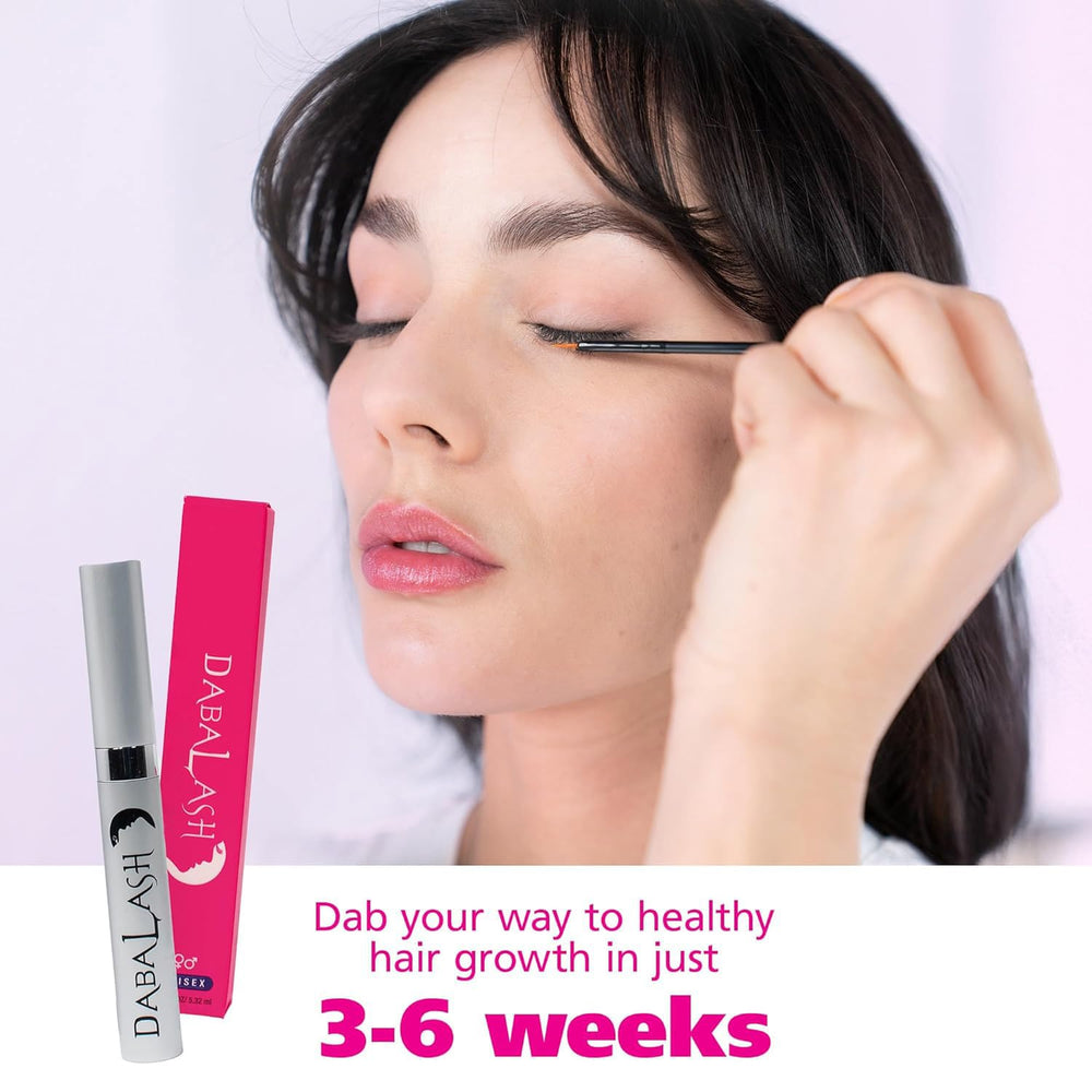 Dabalash brows closeup shows denser, defined eyebrow look.