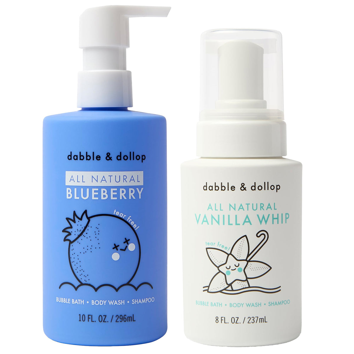 Dabble & Dollop Blueberry Bath Gel bubbles for a gentle, fun bath