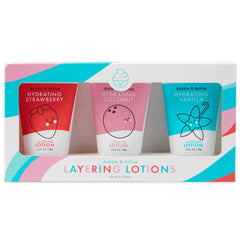 Dabble & Dollop strawberry lotion bottle, kid-friendly hydration with natural scent