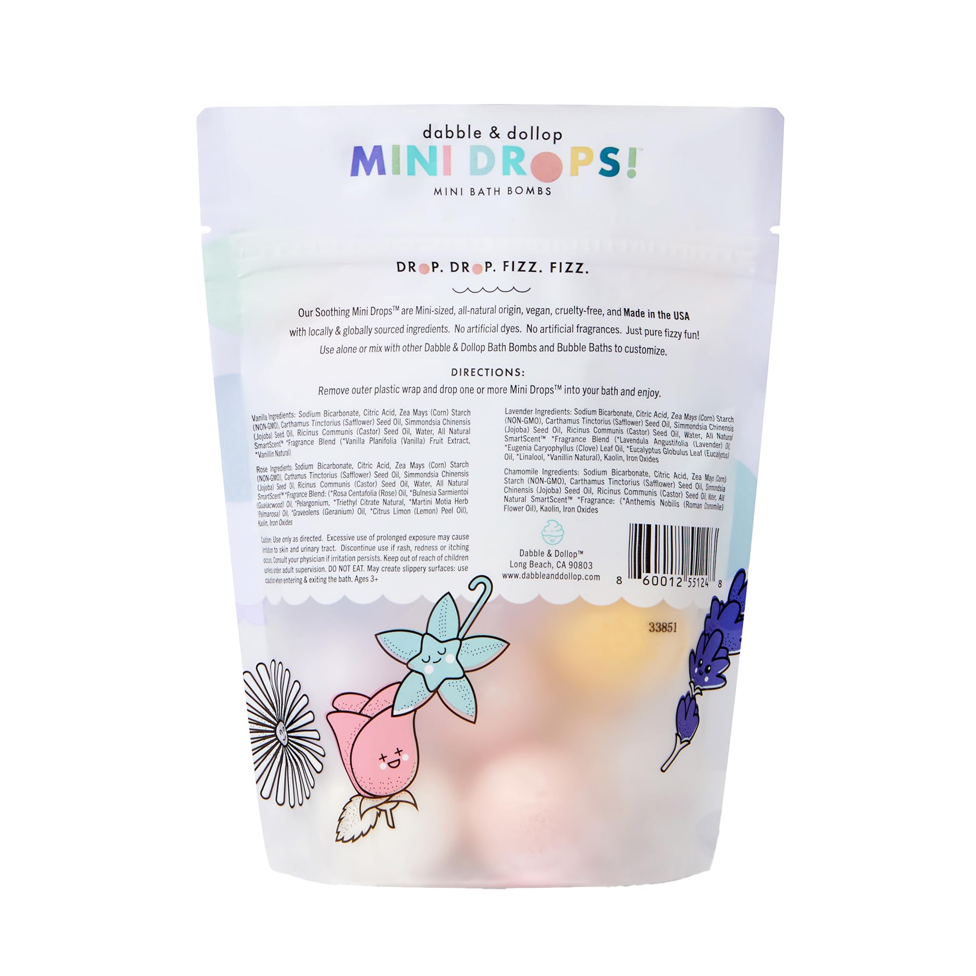 Dabble & Dollop natural ingredients label highlights clean formula.