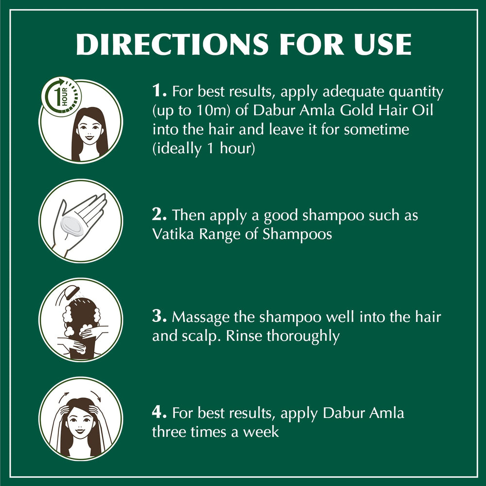 Dabur Amla Gold Hair Oil close-up of natural ingredients.
