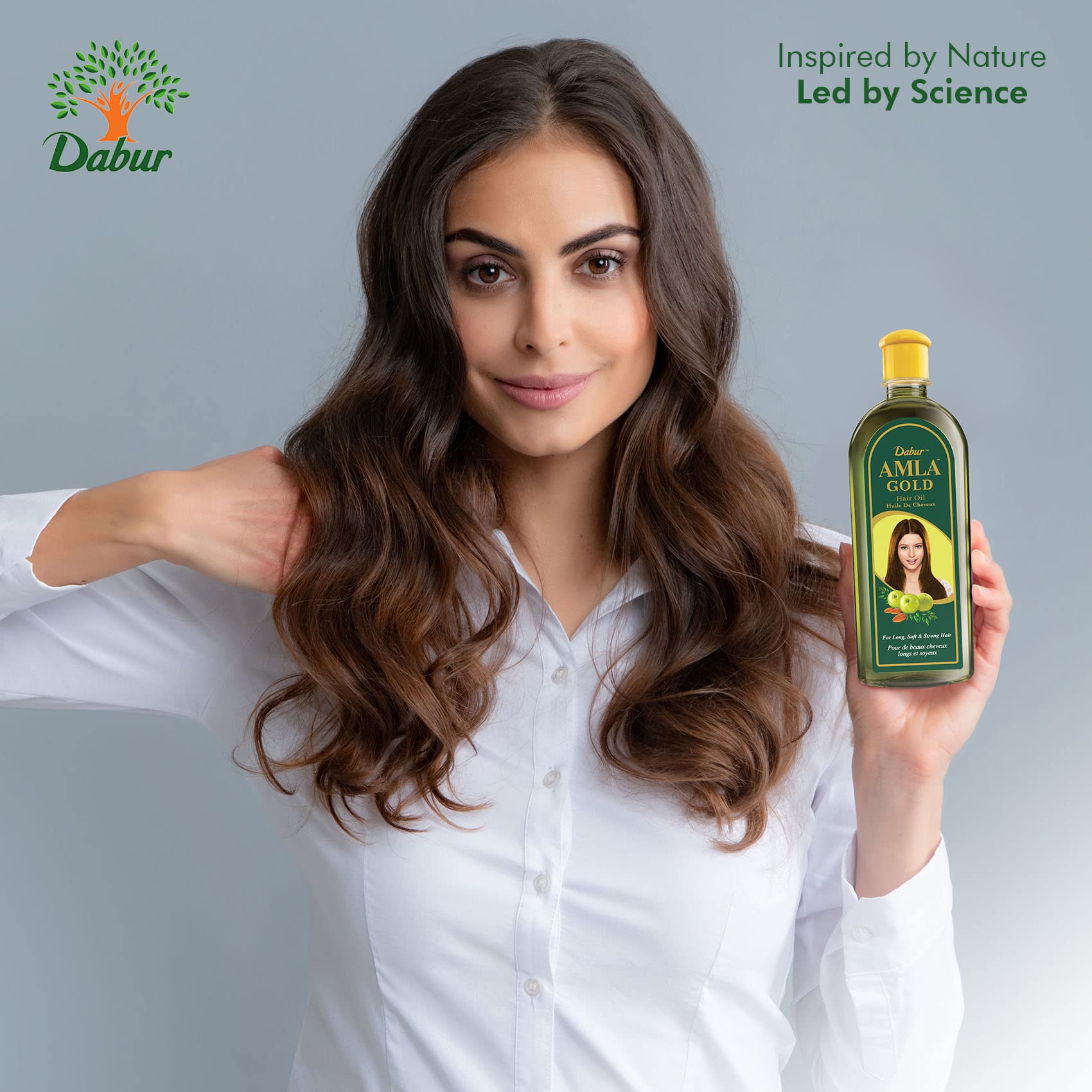 Dabur Amla Gold Hair Oil on shelf for daily care.