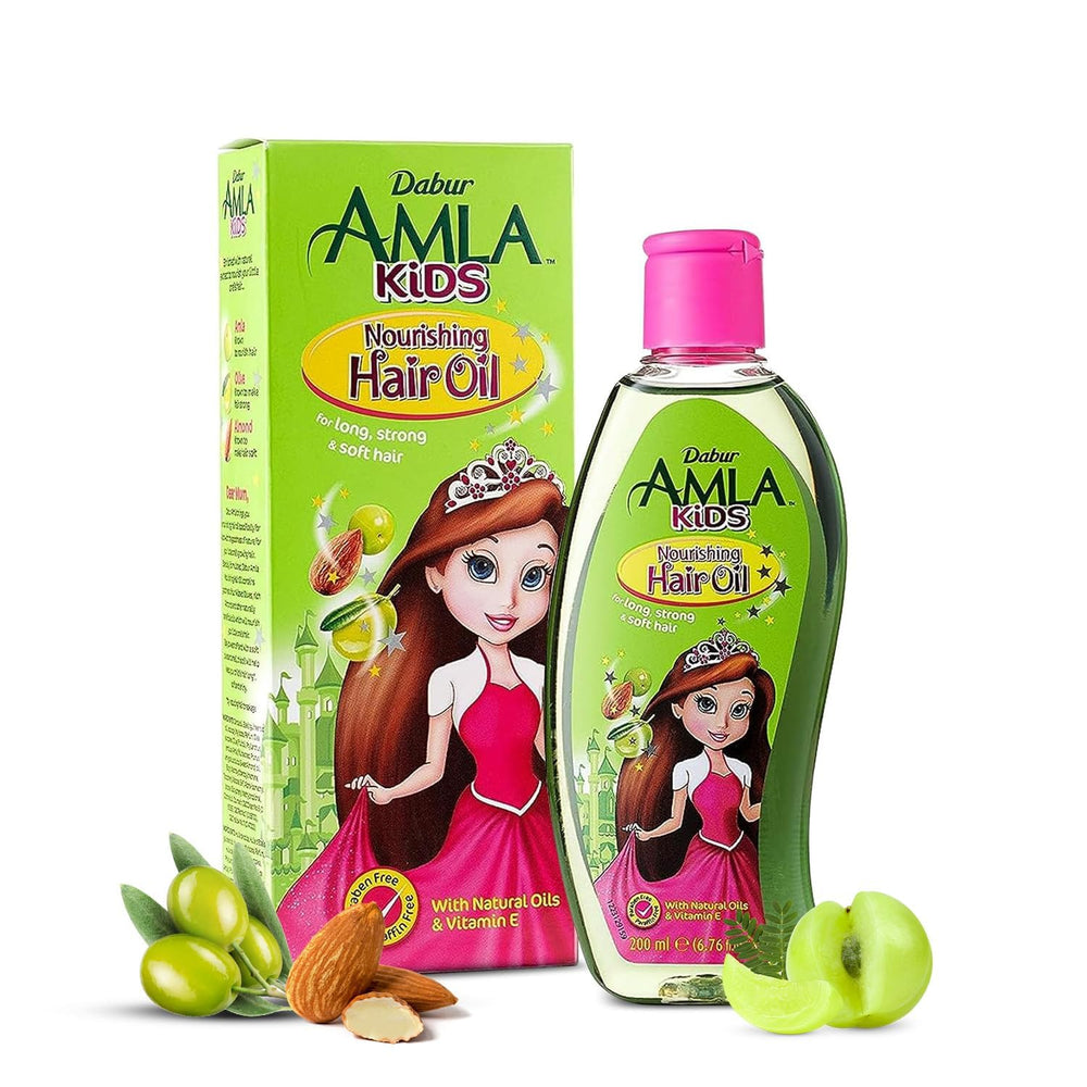 Dabur Hair Nourishing Oil for Kids bottle front, gentle care for young hair