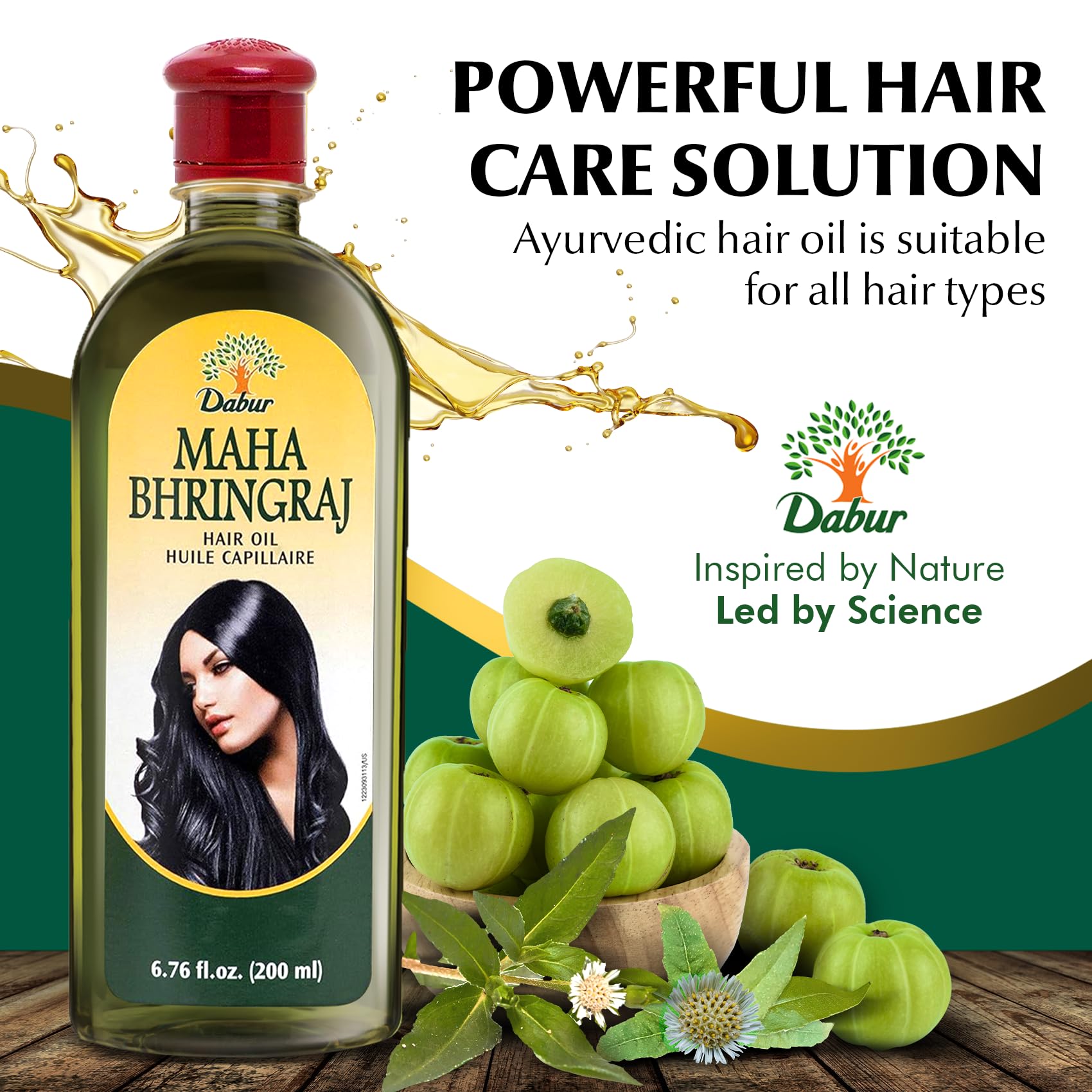 Dabur Maha Bhringraj Hair Oil pour for smooth strand application.