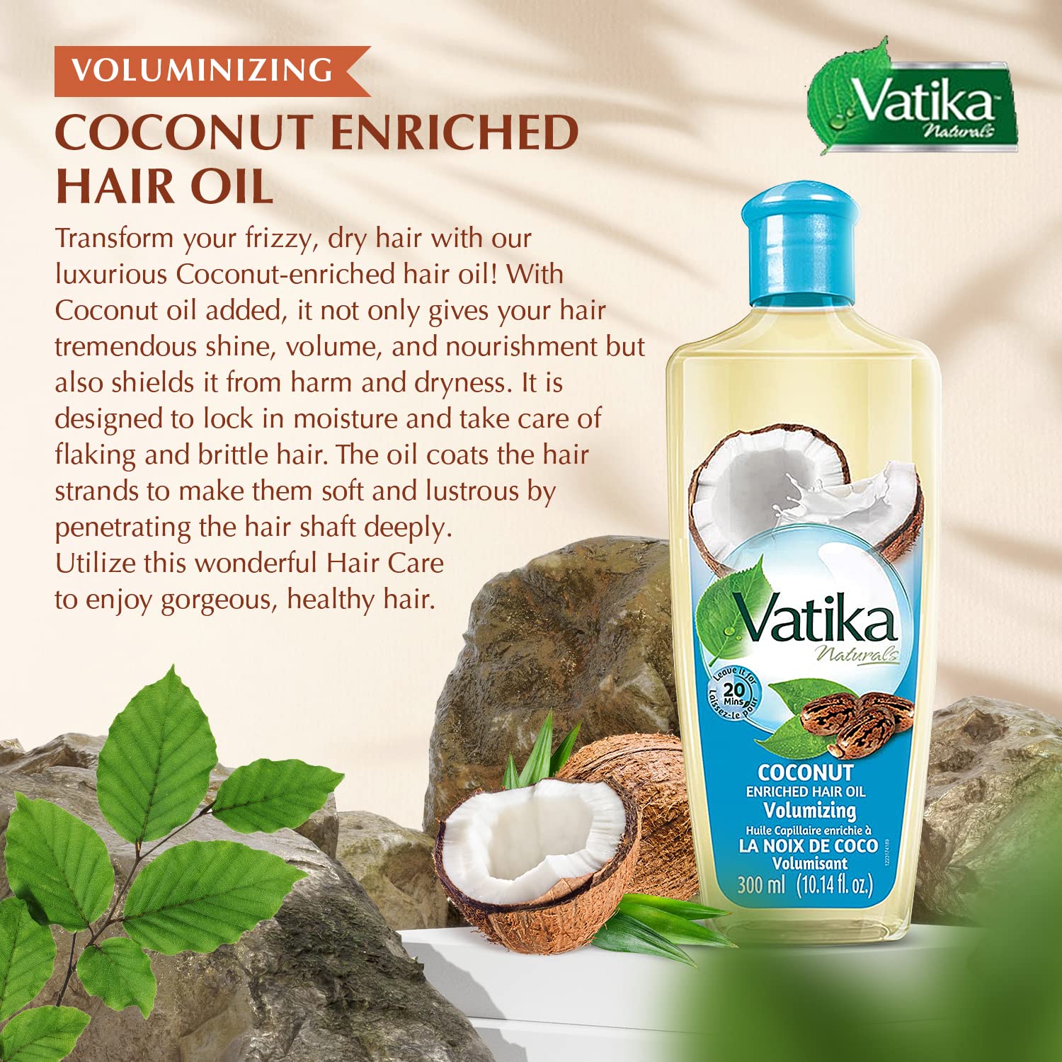 Dabur Vatika Enriched Coconut Hair Oil nourishing hair from roots to tips