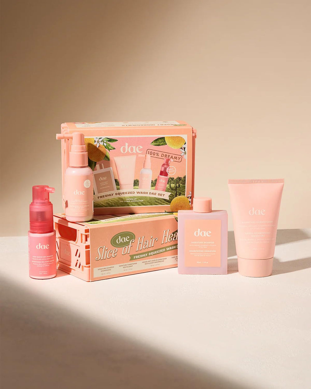 DAE Freshly Squeezed Wash Set bottle for a refreshing cleanse and daily hair care